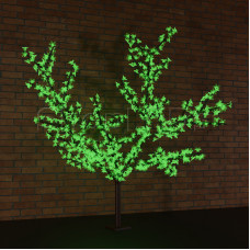 Светодиодное дерево "Сакура", высота 2,4м, диаметр кроны 2,0м, зеленые светодиоды, IP 54, понижающий трансформатор в комплекте, NEON-NIGHT