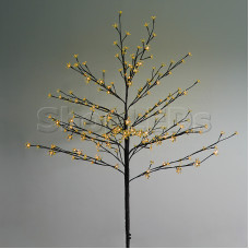 Дерево комнатное "Сакура", коричневый цвет ствола и веток, высота 1.2 метра, 80 светодиодов желтого цвета, трансформатор IP44 NEON-NIGHT, SL531-241